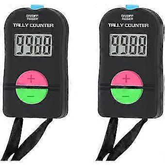 2 Pcs Electronic Counter, Digital Hand Tally Counter Electronic Manual Clicker With Lanyard Add Subtract Model