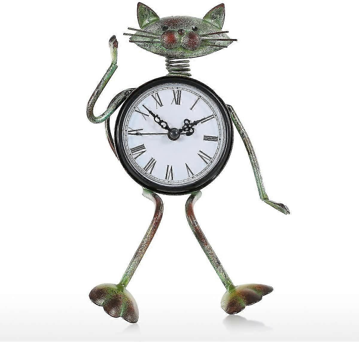 Cat Desk Metal Clock