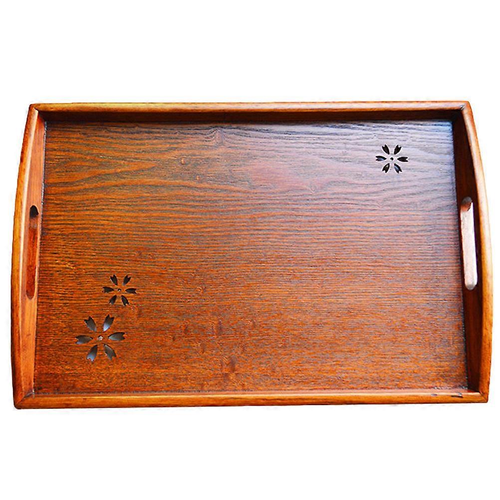 Decor Tray Wooden Tray for Storage 2Pcs Hollow Pattern Tableware