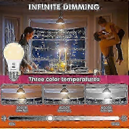 Smart RGB Rechargeable LED Bulb with Remote, 8W Color Changing, 9+3 Temp, E27 Dimmable Touch Control & Timer