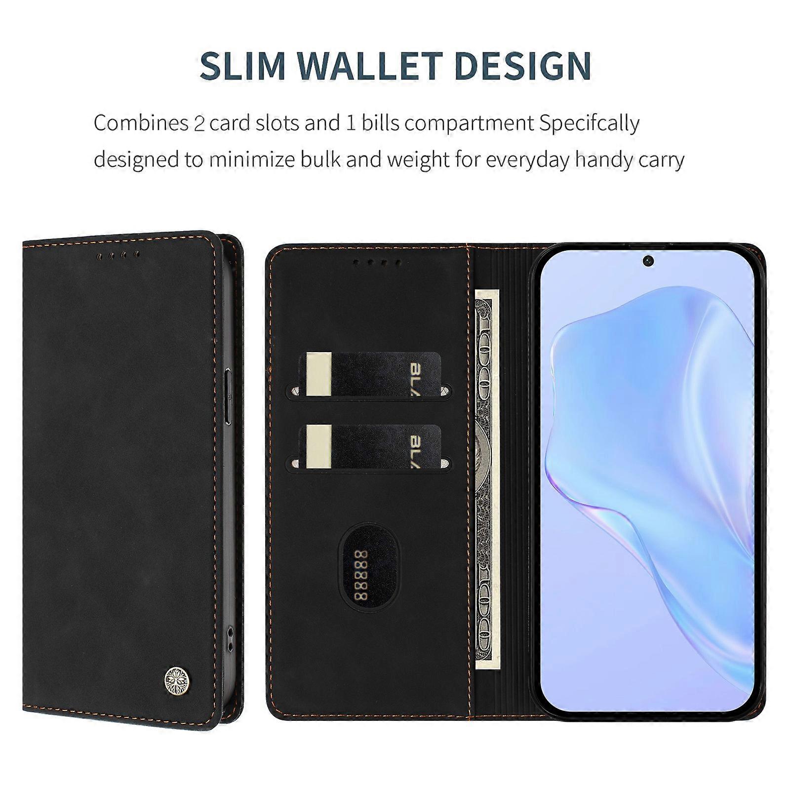 Capa de couro com suporte e proteção RFID, compatível com Xiaomi Redmi 17C 5G.