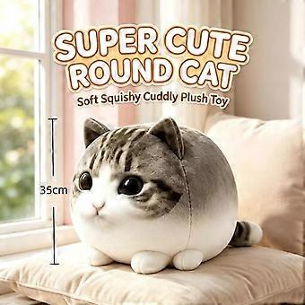 Round Fluffy Cat Plush Pillow Soft Cute Cartoon Stuffed Toy Multi-functional Bag Charm for Keychain Small Gift