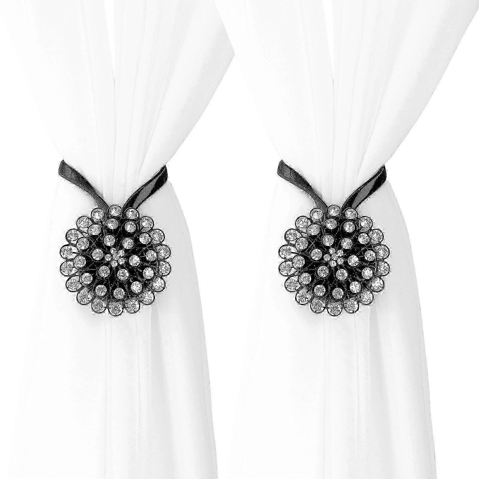 Black Flower Tiebacks Spring Adjustable