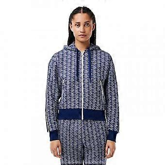 Lacoste Womens/Ladies All-Over Print Ribbed Regular Full Zip Hoodie