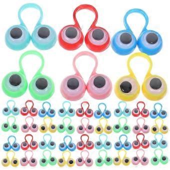 48 Pcs Eyeball Finger Puppets, Plastic Eye Rings for Kids, Creative Learning Party Favors, Random Color, 3.5 cm, Bulk Toy Set