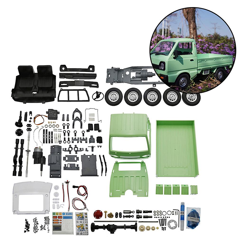 RC Lastebil Umontert Sett 1:10 2WD Simulering Drift Lastebil Børstet LED Lys Grønn