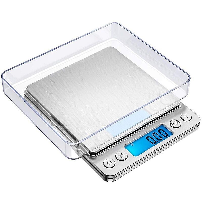 Precision Scale, 500g/0.01g, 0.01g Precision Scale, Kitchen Scale with Tare and Count Function, Backlit LCD Display (Silver)