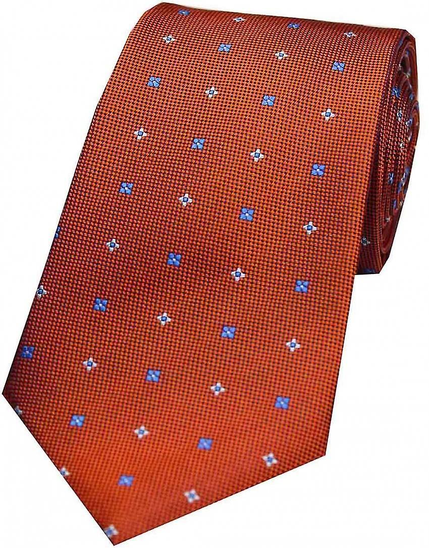 David Van Hagen Small Flowers Silk Tie - Orange