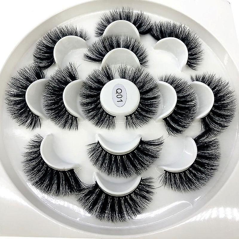 Q01 7 Pairs Of Natural 3d Mink Eyelashes Extension