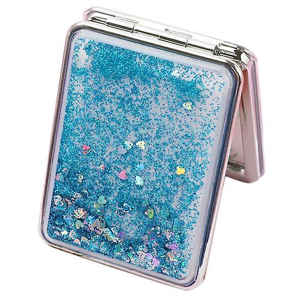 7xTravel Compact Double Sided Makeup Mirror Portable Magnifying Folding Mirror Blue-square