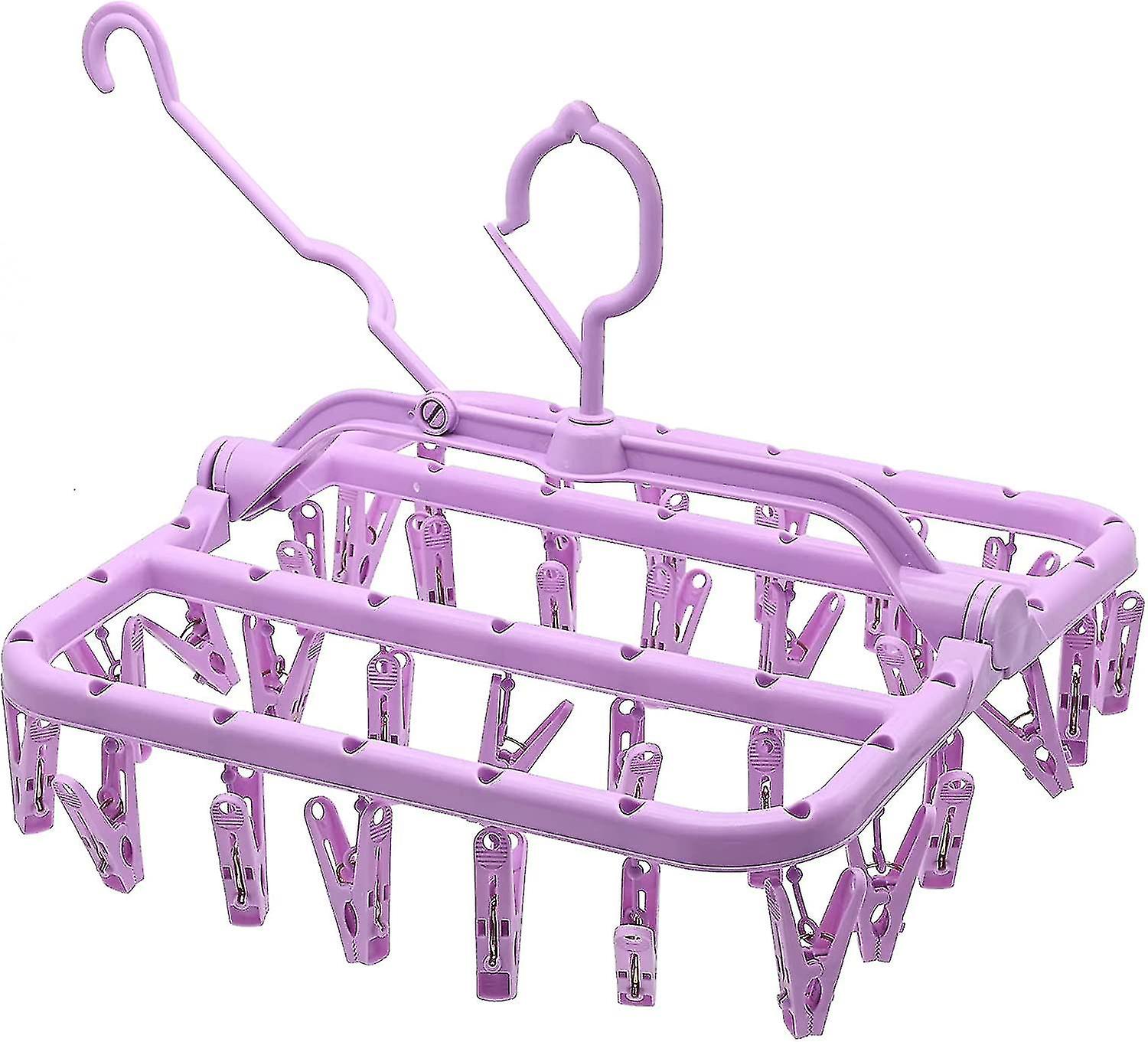 Sock Drying Rack, Clothes Drying Rack With 32 Clips, Foldable Windproof Sock Drying Rack