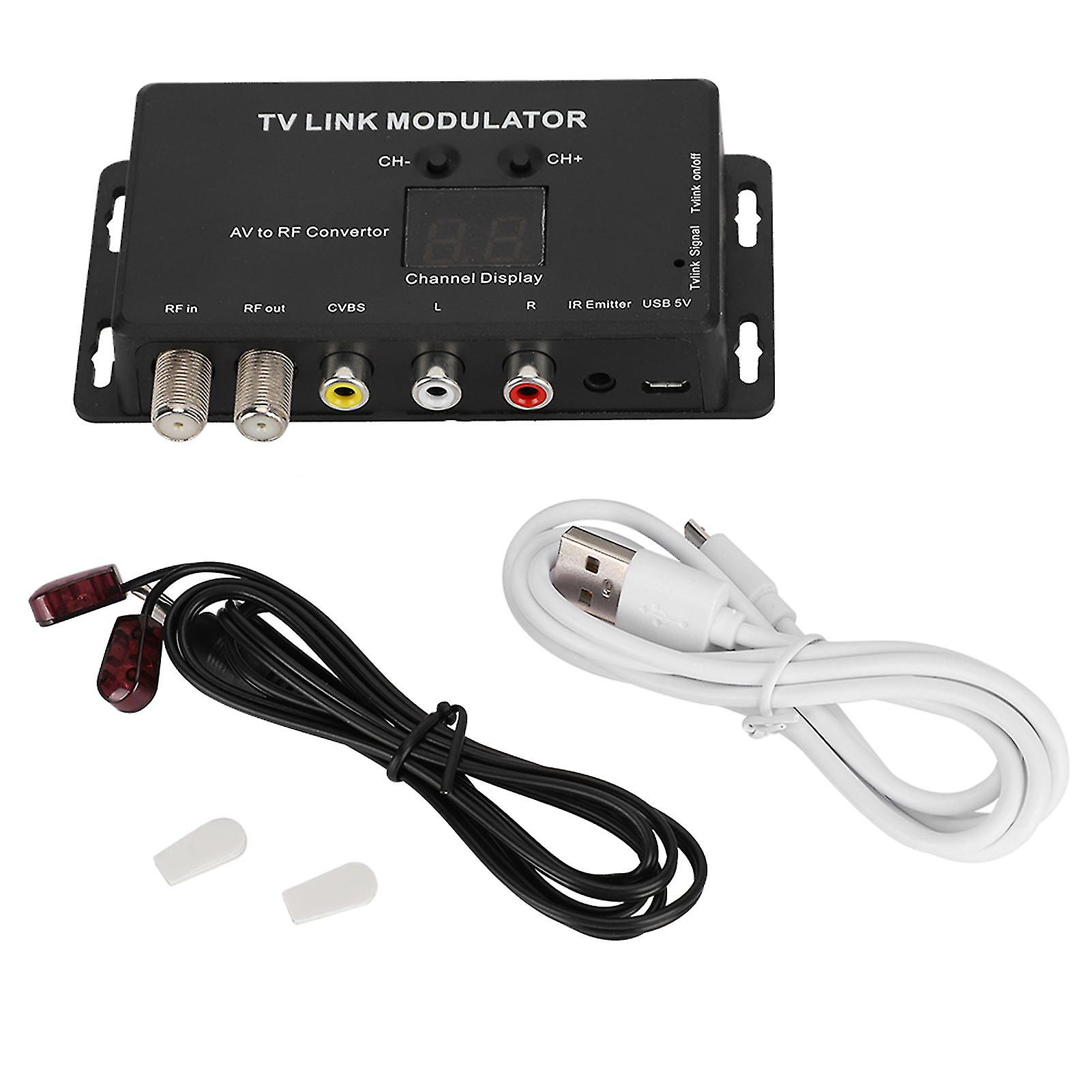 TM70 UHF TV LINK Modulator AV to RF Converter IR Extender with Channel Display