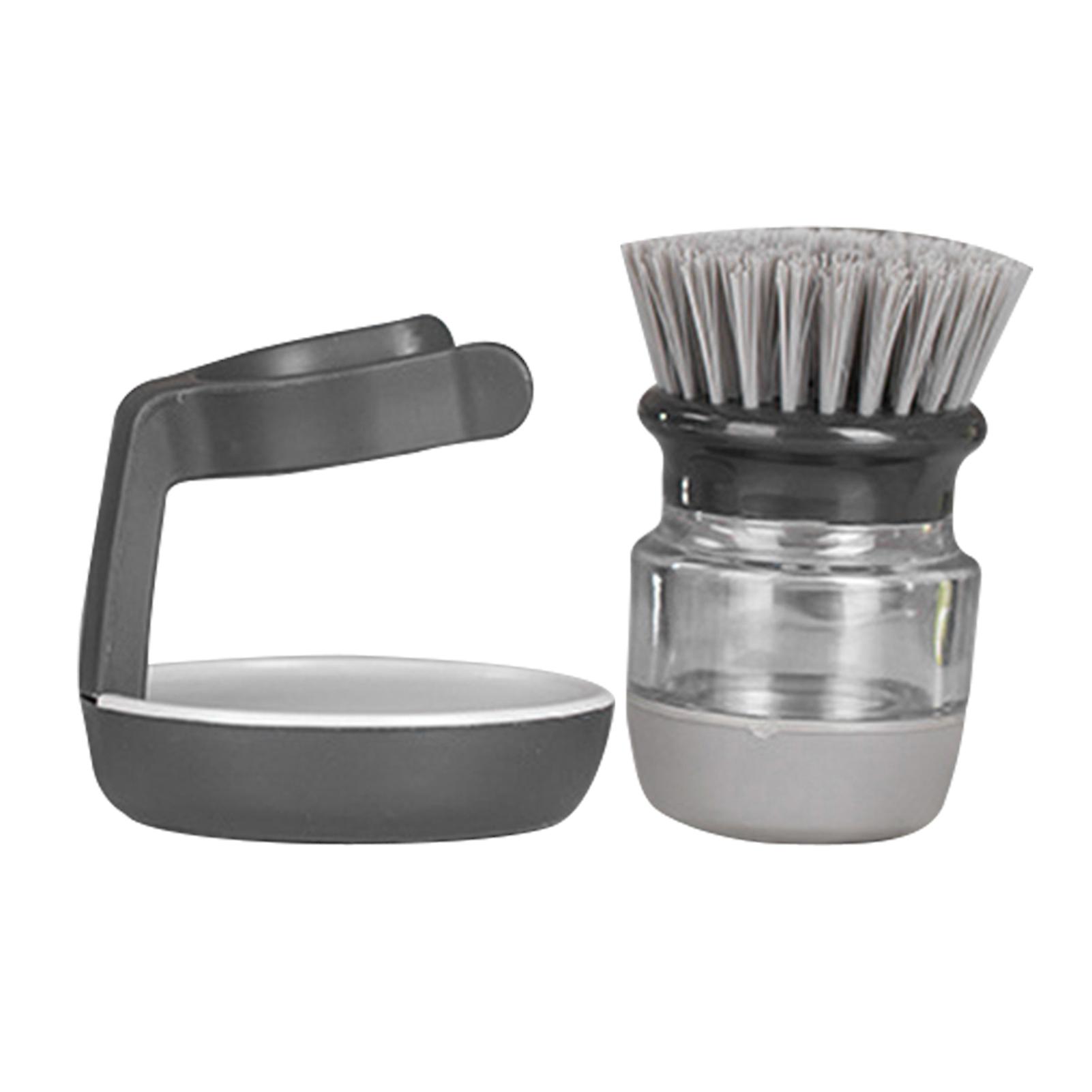 Soaps Dispensing Palm Brush with Brush Bracket Multi-function Cleaning Brush for Pan Sink Cleaning