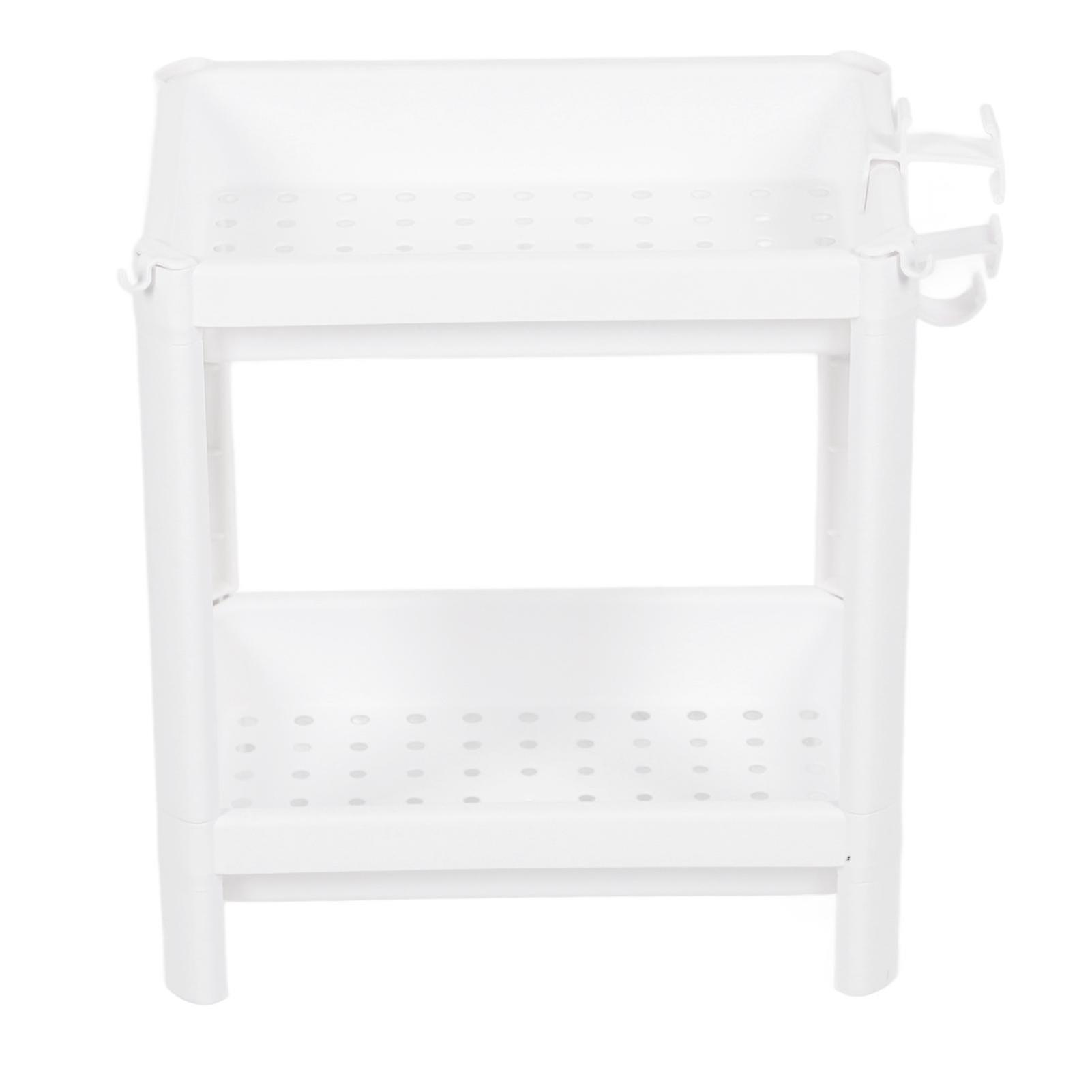 White Two-Tier Bathroom Freestanding Storage Rack Narrow Gap Organiser Space-Saving Design Durable Plastic Material for Toiletries and Essential