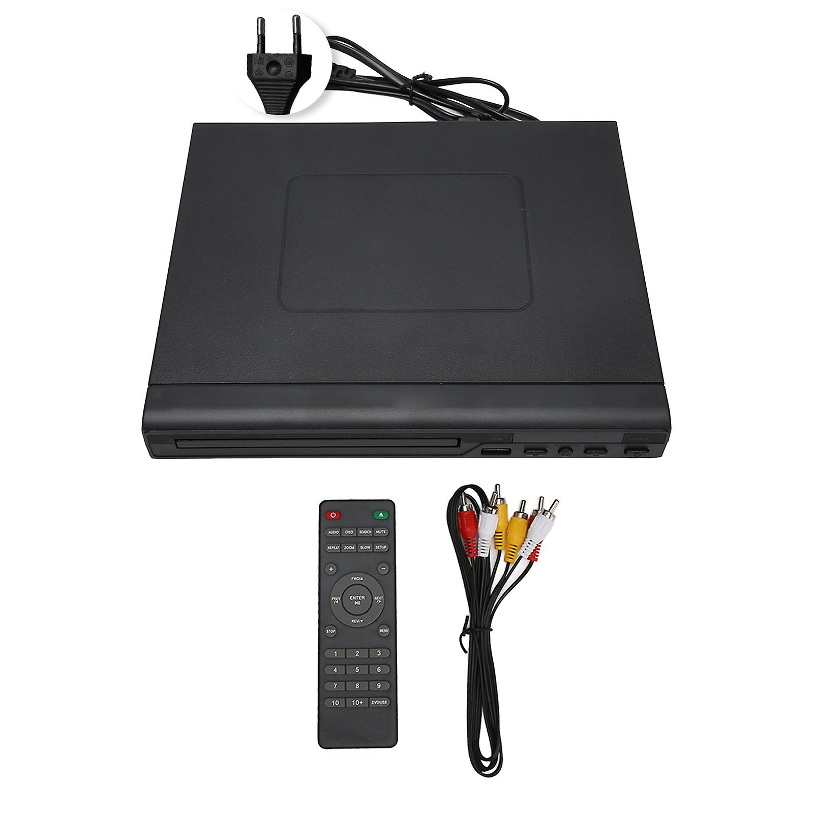 Mini HD DVD player built-in PAL NTSC USB 2.0 interface remote control home CD player with RCA cable for TV 110-240V EU plug.