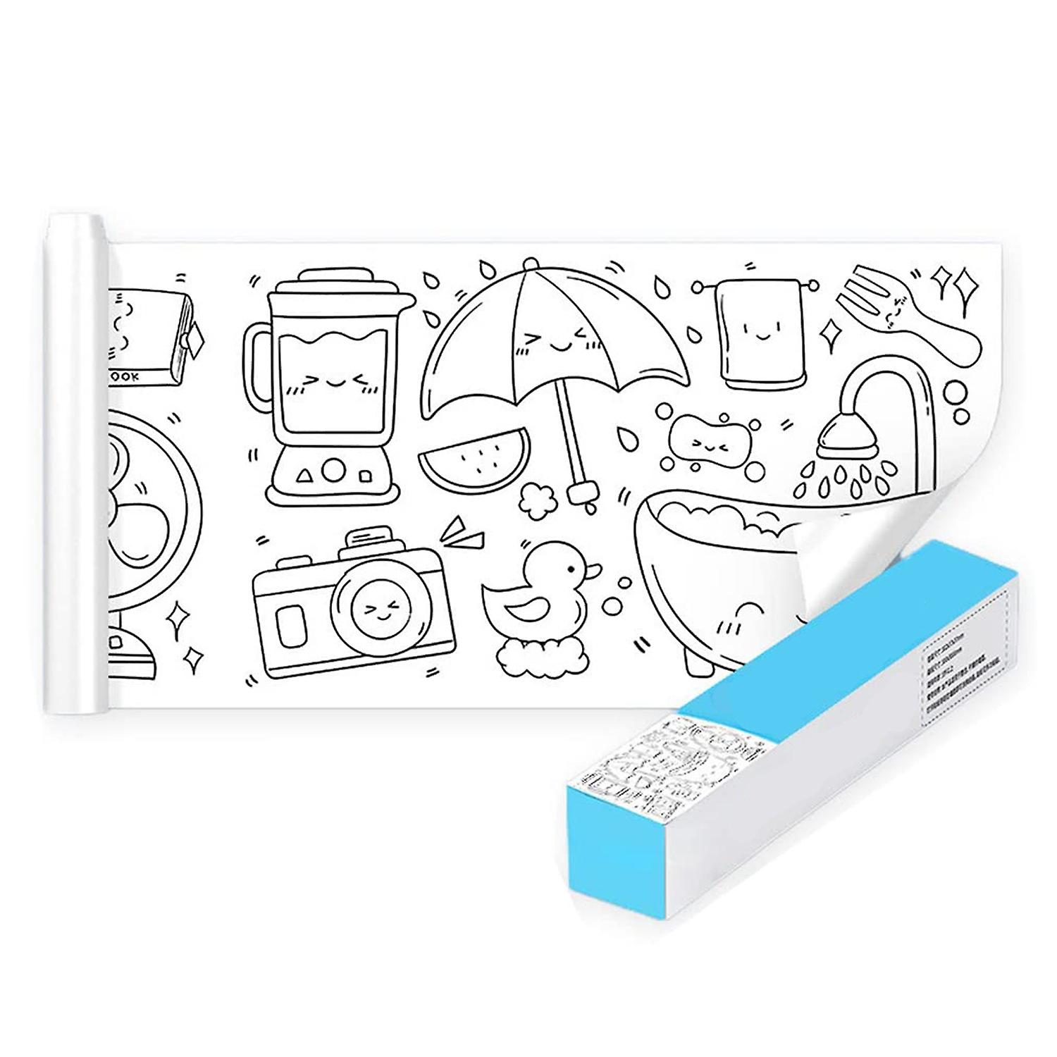 Kids' Drawing Roll with Adhesive Back, Includes Pencils, Creative Learning Toy