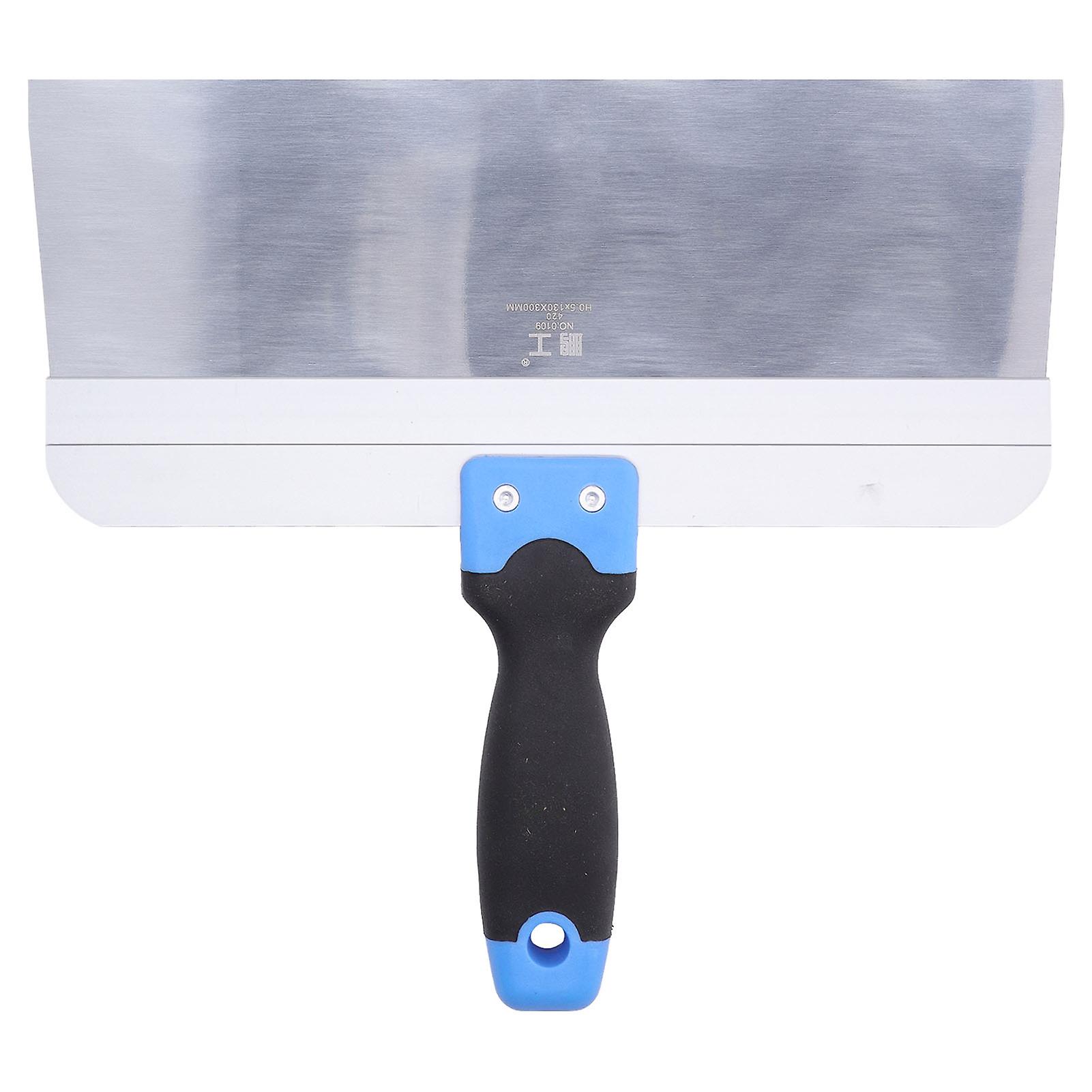 Putty Knife Stainless Steel Mirror Polished Car Maintenance Scraping Taping Knife with Soft Rubber Anti Slip Handle 12in 300mm