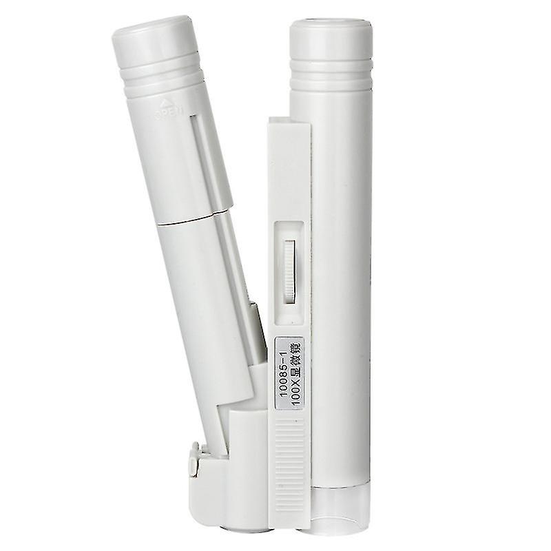 Handbediende 100x Pocket Microscoop Sieraden Loupe Vergrootglas Met Led Lamp Light-hao
