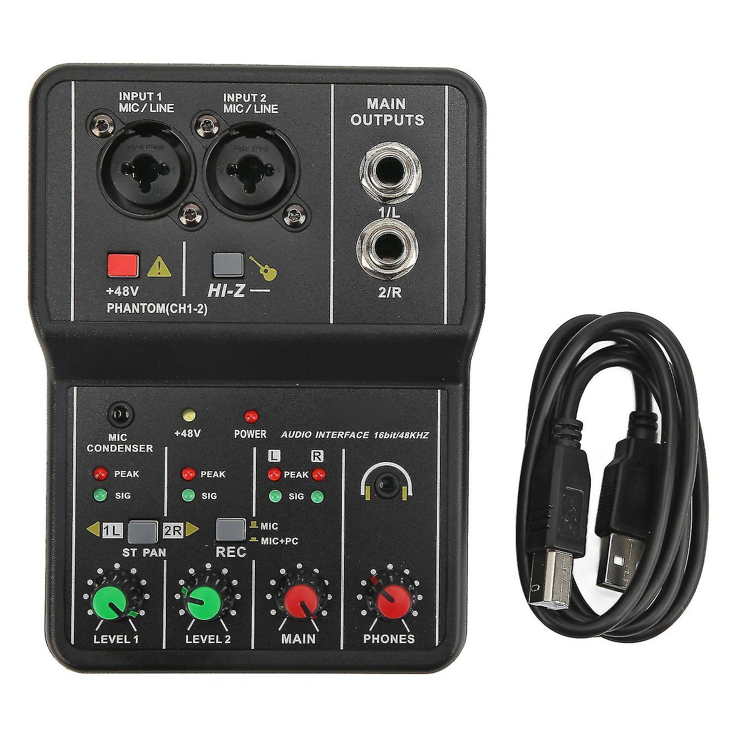 Channel mixer USB 48v phantom power compact mixing console for music recording home karaoke