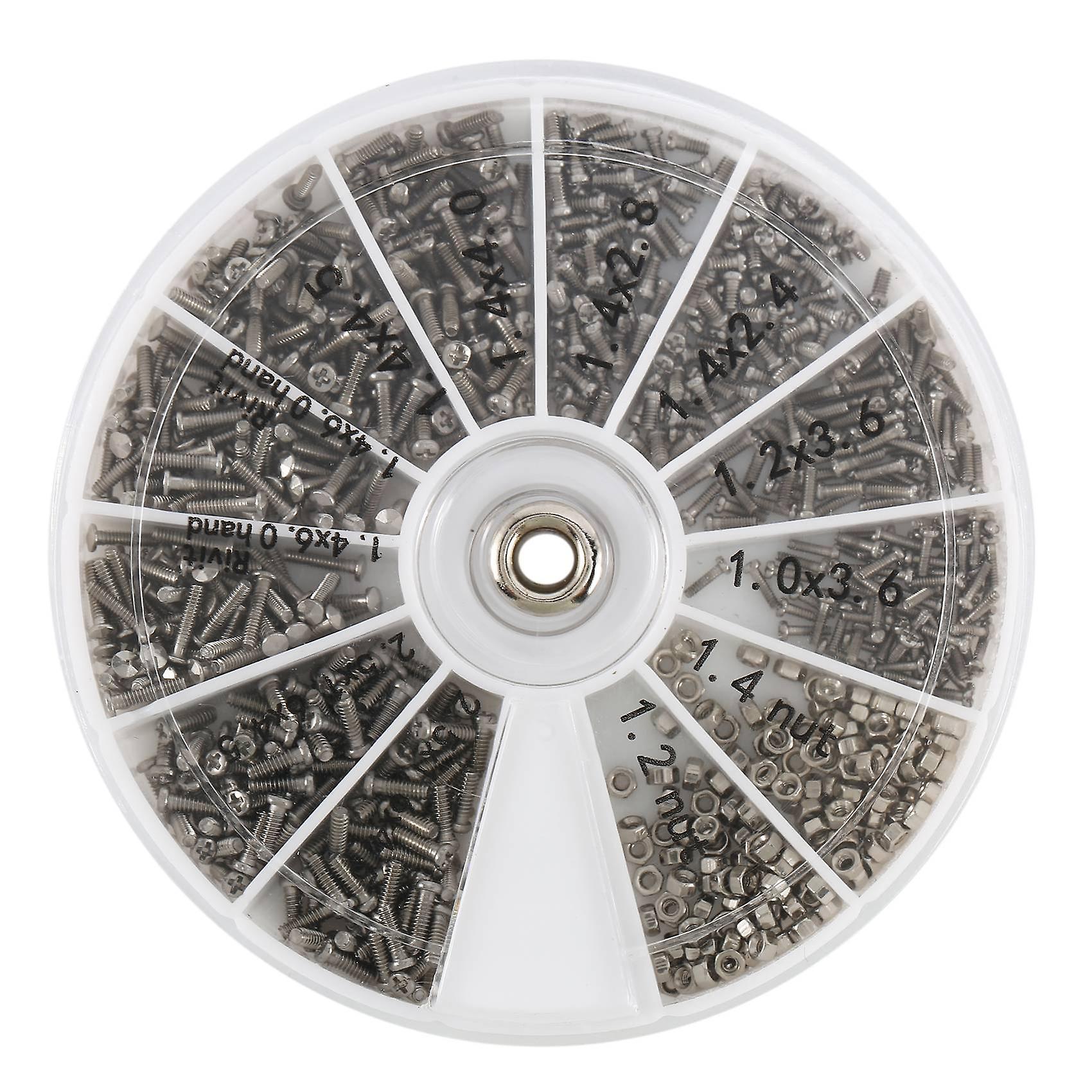 1000Pcs Stainless Steel Screws Set Machine Screws Assortment For PC Glasses Mobile Phone