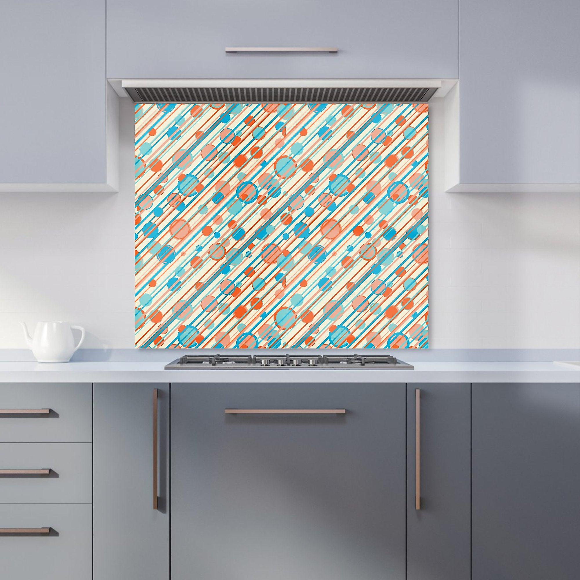 Retro Stripes And Circles Kitchen Splashback