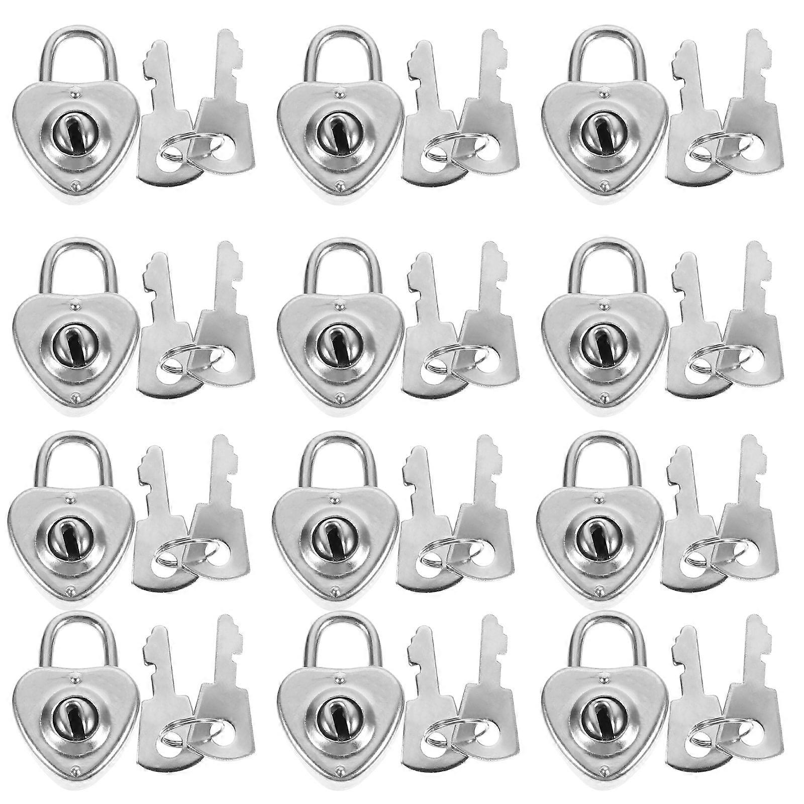 12pcs Practical Heart Shape Padlock Mini Cabinet Lock Drawer Lock for Luggage