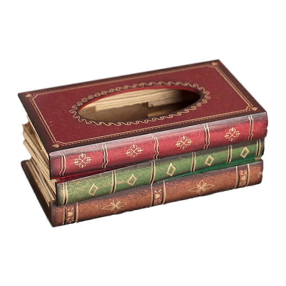 Retro Style Tissue Box Europe Rectangle Napkin Paper Holder Book Shaped Tissue Box Luxurious Ring Tissue Storage Box C