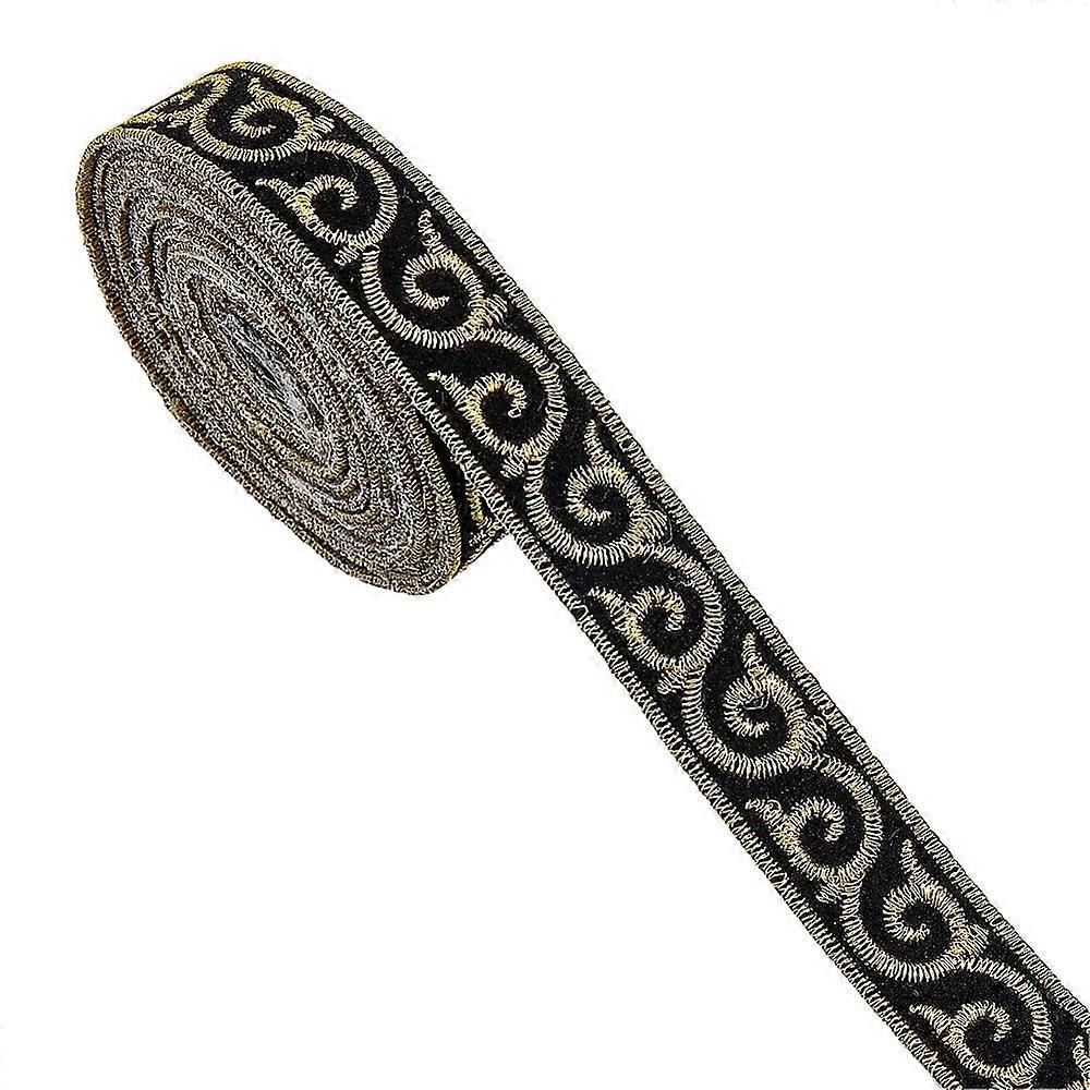 Polyester Lace Cord Embroidery Ancient Hanfu Lace Ribbon Flat with Flower Pattern Aquamarine 1-1/4~1-3/8 inch(33~35mm) about 7.44 Yards(6.8m)/Bundle