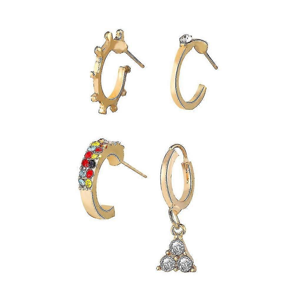 zircon triangle metal alloy earrings crystal 4pcs