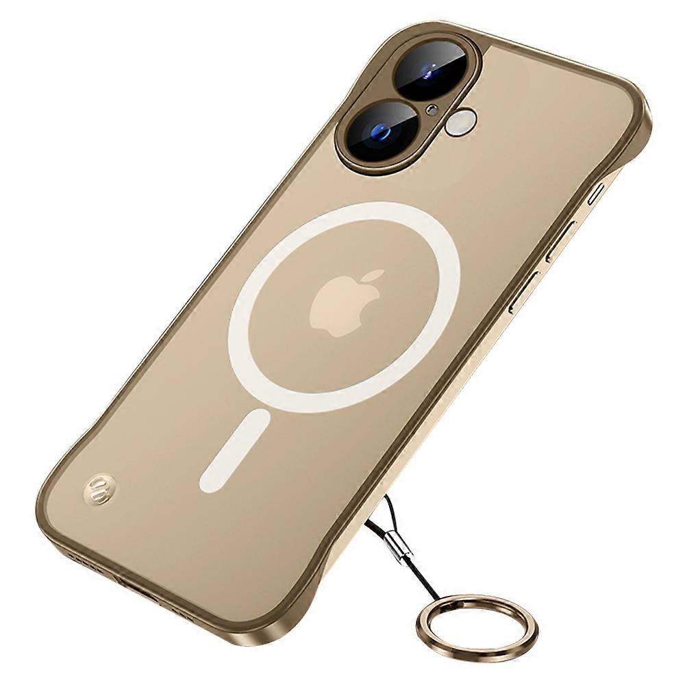 For iPhone 16 Case Compatible with MagSafe Matte PC Frameless Mobile Cover - Gold