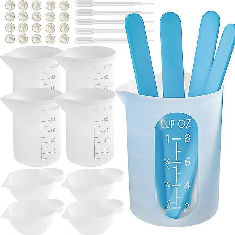 Silicone Resin Measuring Cups Tool Kit- Nicpro 250 & 100 ml Measure Cups  Silicone Popsicle Stir Sticks  Pipettes  Finger Cots for Epoxy Resin Mixing 