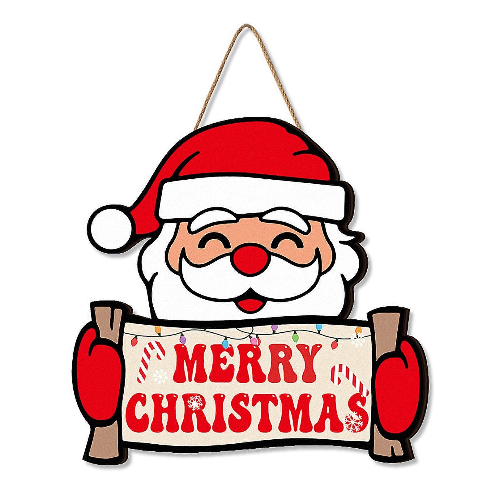 クリスマス木製ドアサイン雪だるまノームサンタクロースドアハンガー正面玄関壁掛けウェルカムプラーク屋内屋外装飾ペンダント青海省