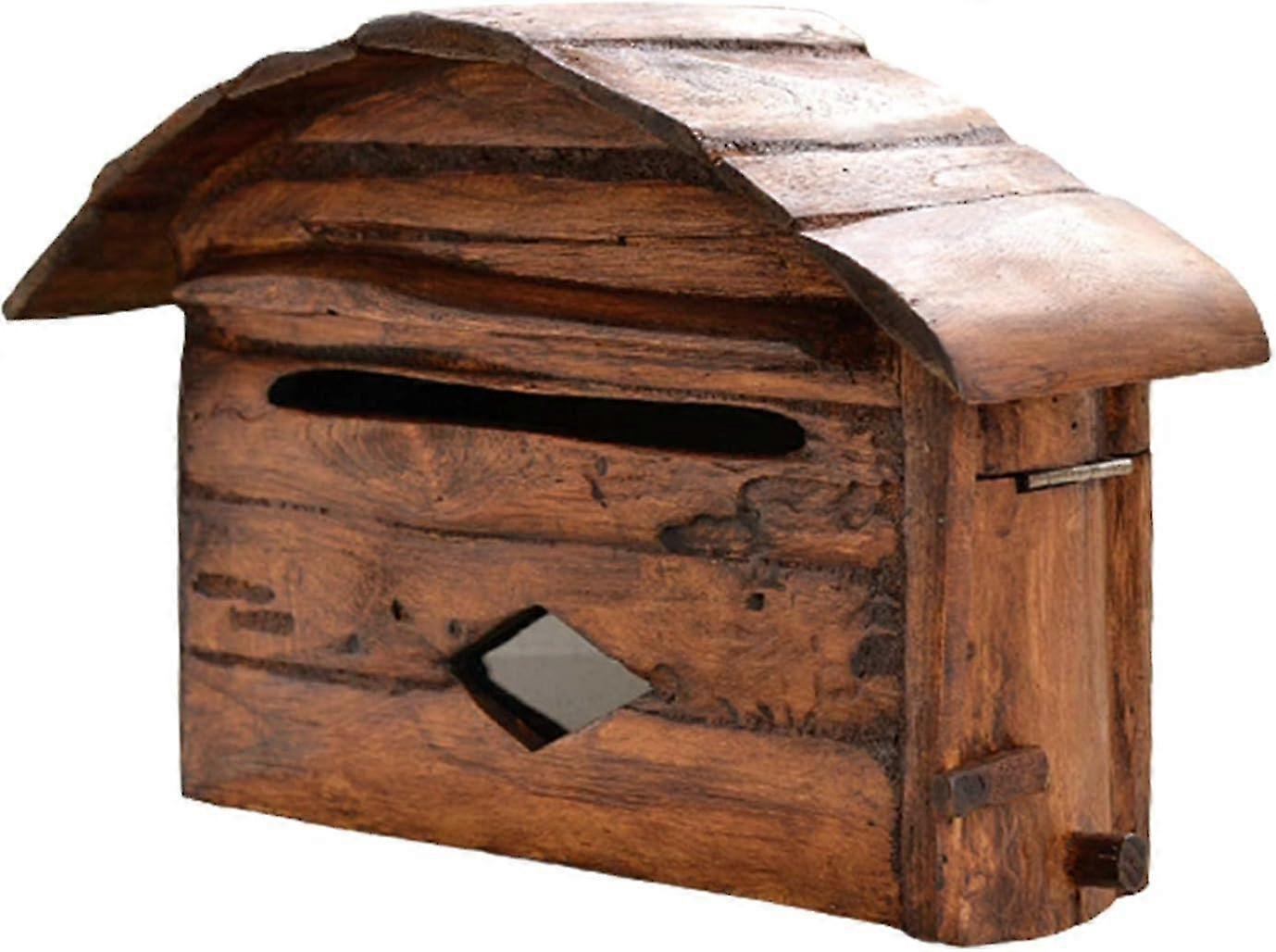 Rural Wall-mounted Wooden Mailbox With Window