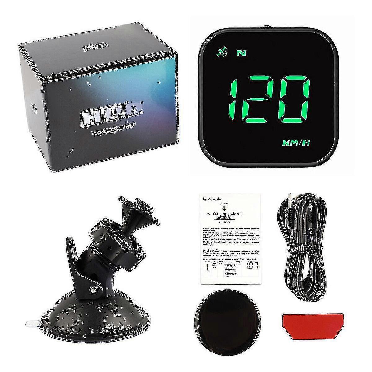 Digital Gps Hud Speedometer Bil Head Up Display Mph Kmh Kompas Overhastighed Alarm X