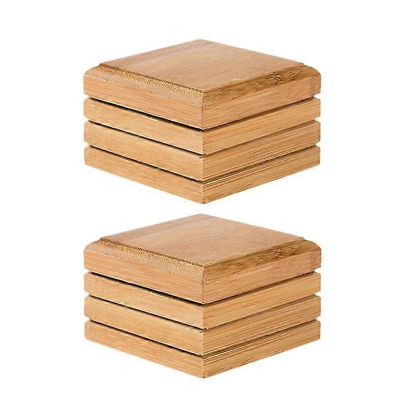 2pcs bamboo soap dish drainage soap holder bathroom soap container (khaki)