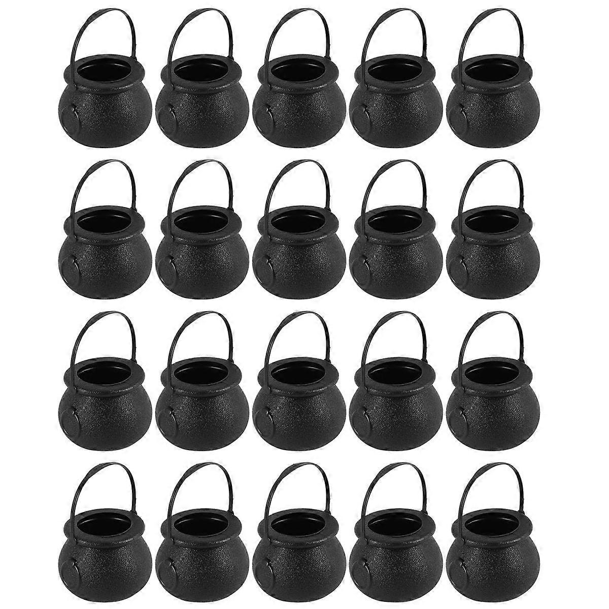 20 Pcs Mini Candy Kettles Witch Skeleton Cauldron Holder Pot with Handle for Halloween Easter 'S Da