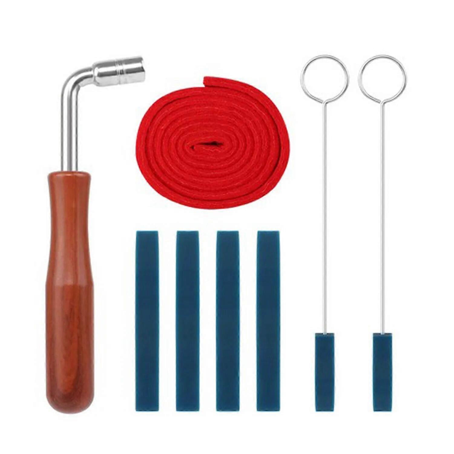 8pcs Portable Piano Tuning Lever Tools Kit Mute Hammer Professional Piano Wrench Tuner Tuning Leather Fork Tuning Stick Tuning Tape