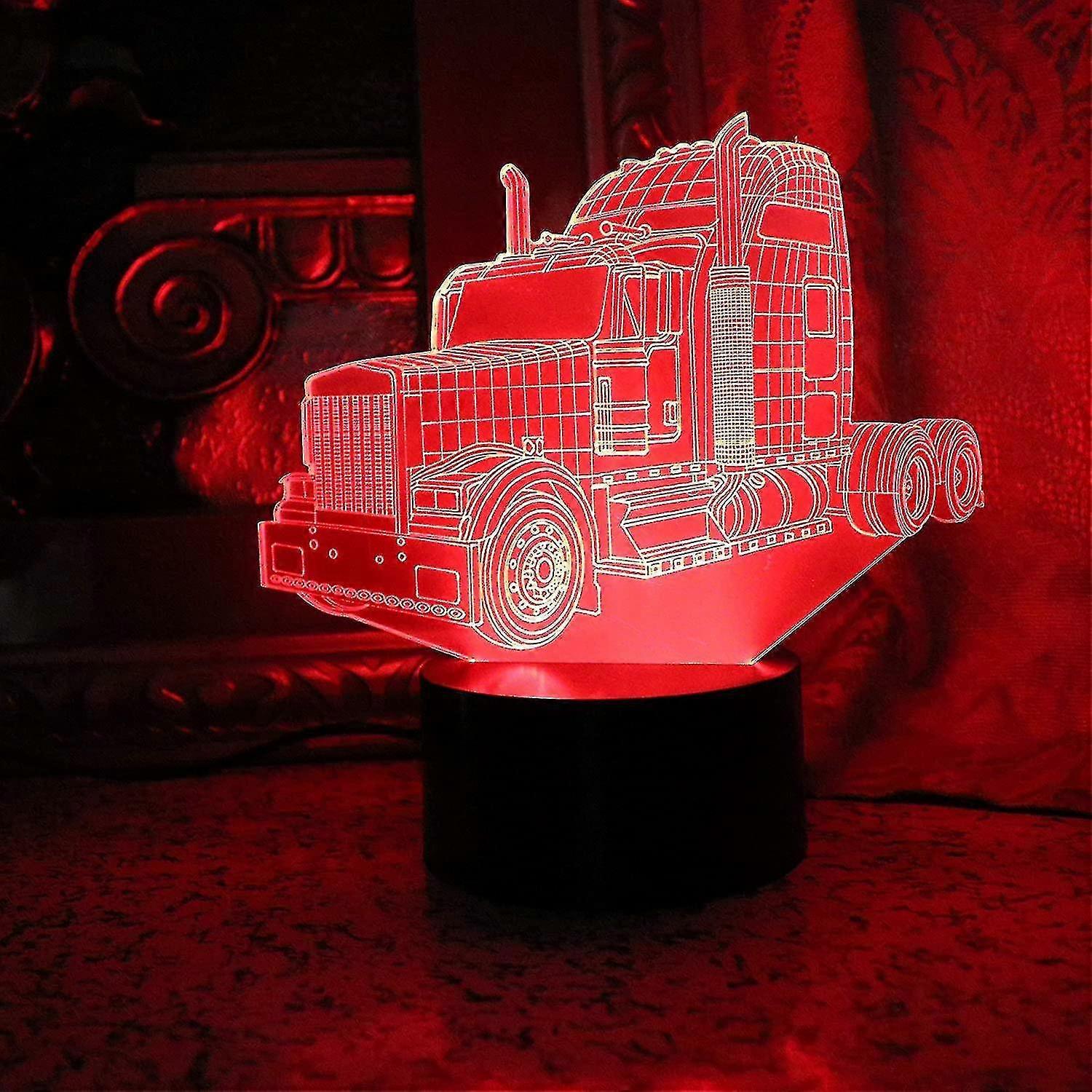 3D Nachtlicht (LKW-Kopf), 7 Farben Touch Table Tischlampe, 3D Optische Täuschung Lichter mit Acryli