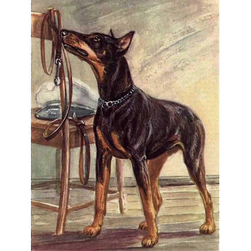 Doberman Diamond Målning Full Drill 5d Diy Rhinestone Broderi Kit