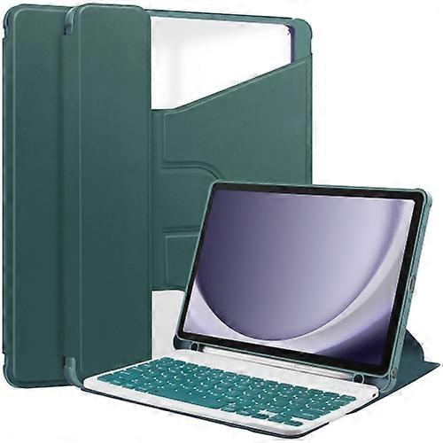 For Samsung Galaxy Tab A9+ 360 Rotation Transparent Smart Leather Case with Keyboard