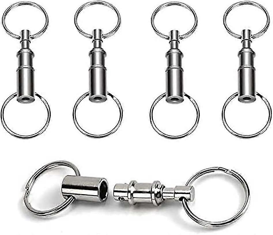 Wabjtam 4 Pack Quick Release Detachable Pull Apart Keychain Silver