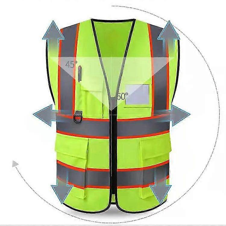 Yaju High Visibility Utility Safety Vest, Mesh Breathable Work Reflective(1pcs, Green