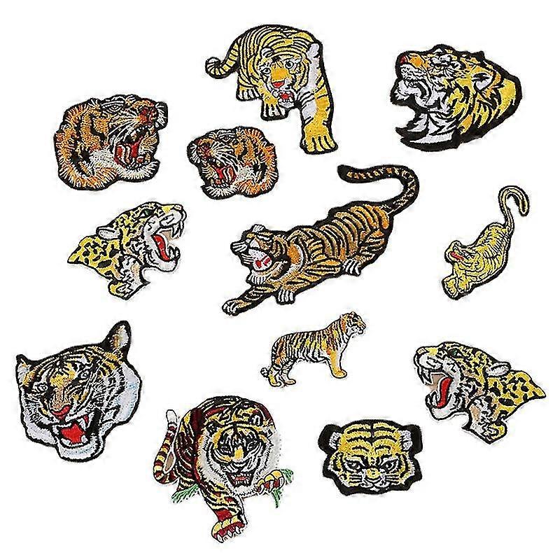 12pcs The Bengal Striped Tiger Head Embroidered Patch Leopard On Patch