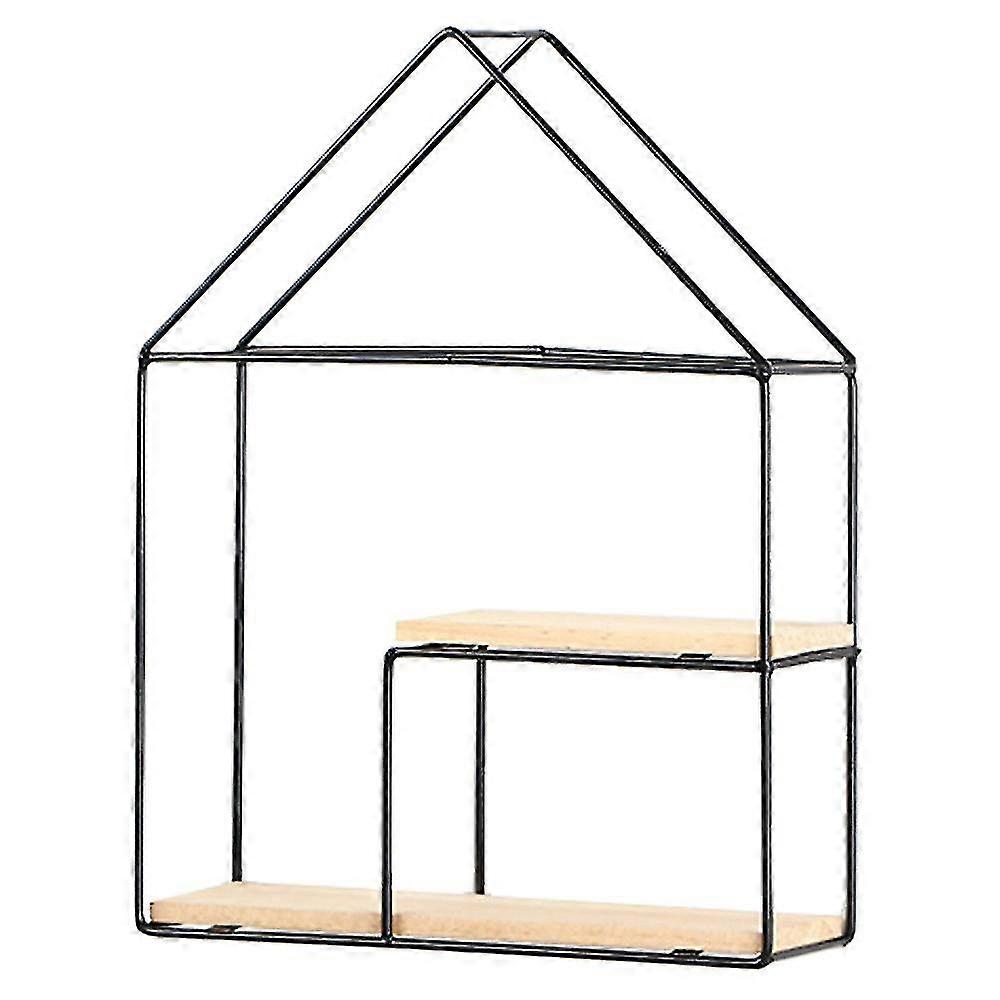 Metal Bracket And Wood Wall Shelf For Living