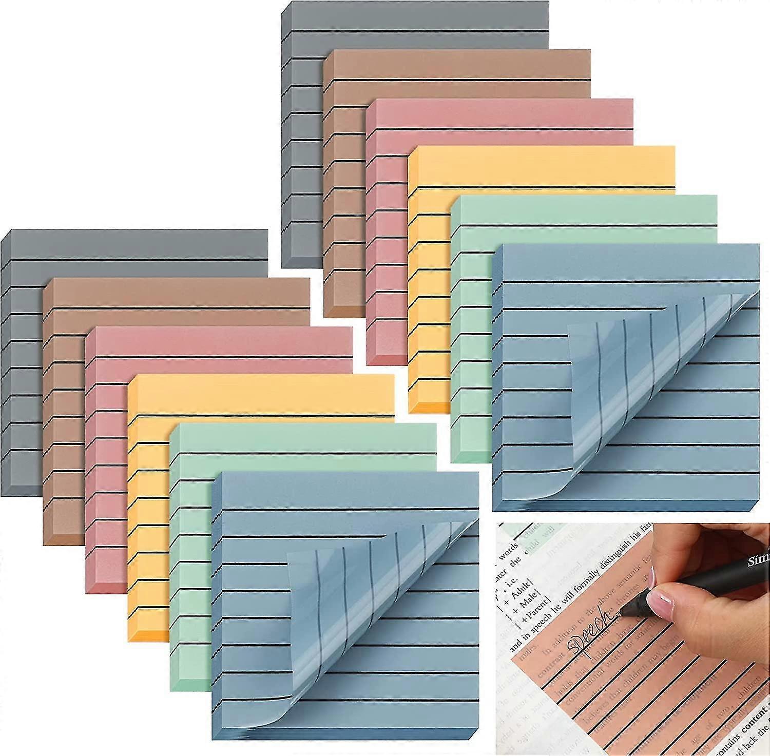 24 Pack 720 Sheets Translucent Sticky Notes Transparent Lined Sticky Notes Clear Sticky Notes Colorful Self Sticky Notes Waterproof Memo Notes Pads Fo