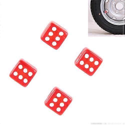 4 buc Plastic Plated Dice Shape Universal Valve Valve Stem Cap (roșu)