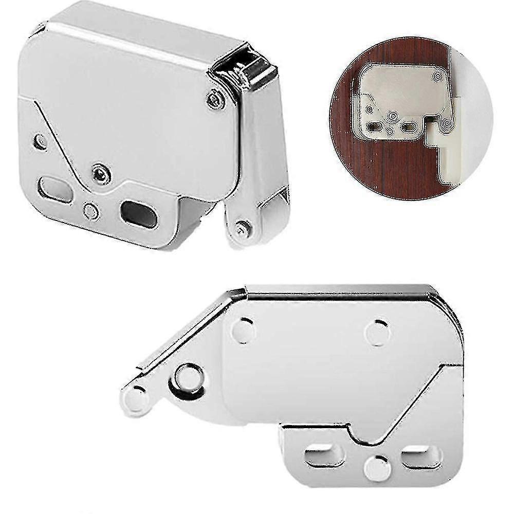 2pcs Cupboard Door Cabinet Latch Lock Set Spring Loaded Mini Tip Push Catch Release Latch Lock Rebound Self-locking Device For Cupboard Cabinets Door
