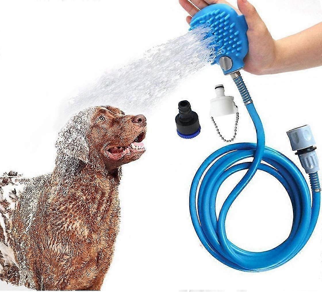 Pet Shower Head With Brush, 7.5ft Pvc Hose And 2 Hose Adapters For Dog, Cat