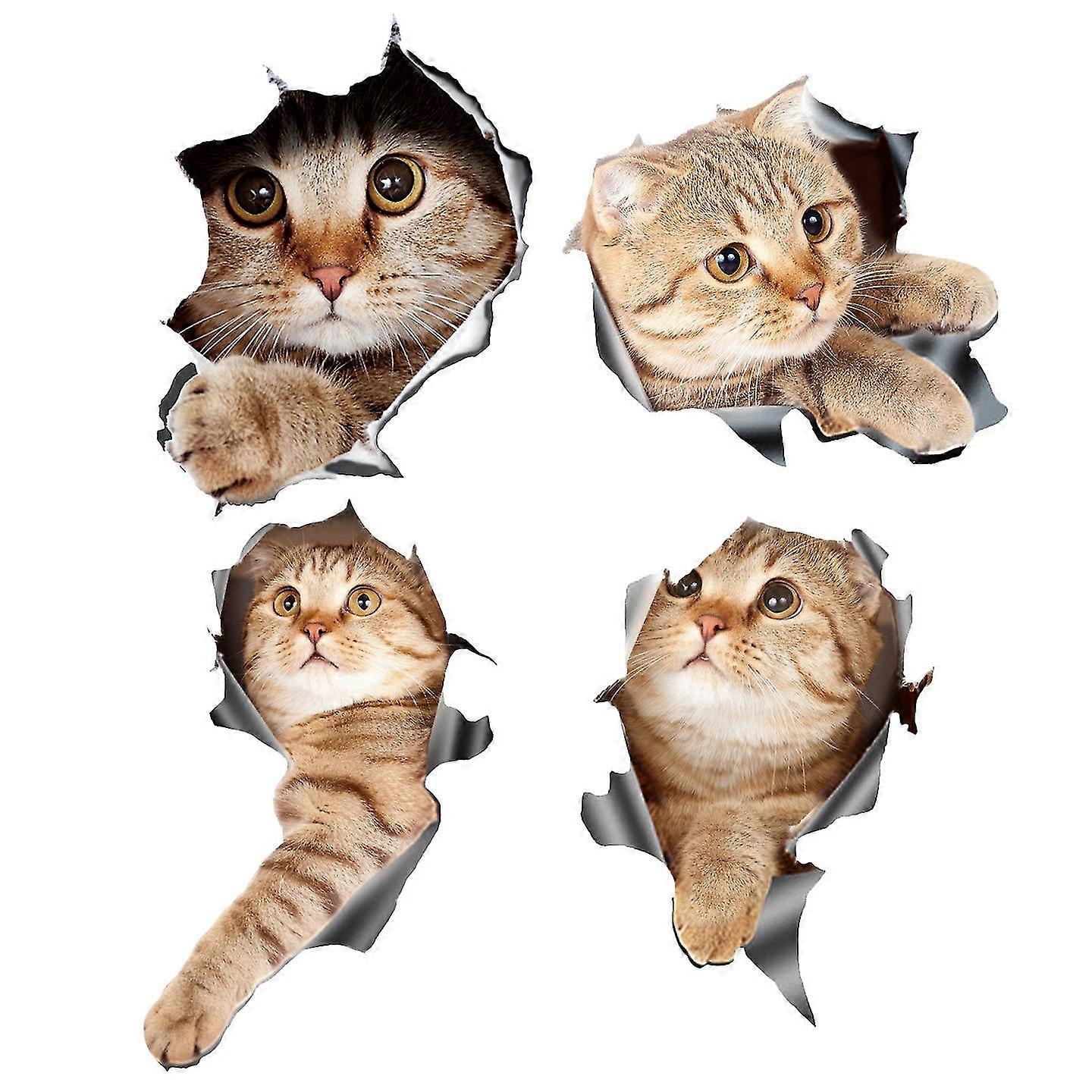 (4pcs) 3d Cat Car Stickers Decal / Sticker For Window, Truck, Car, Laptop Or Ipad