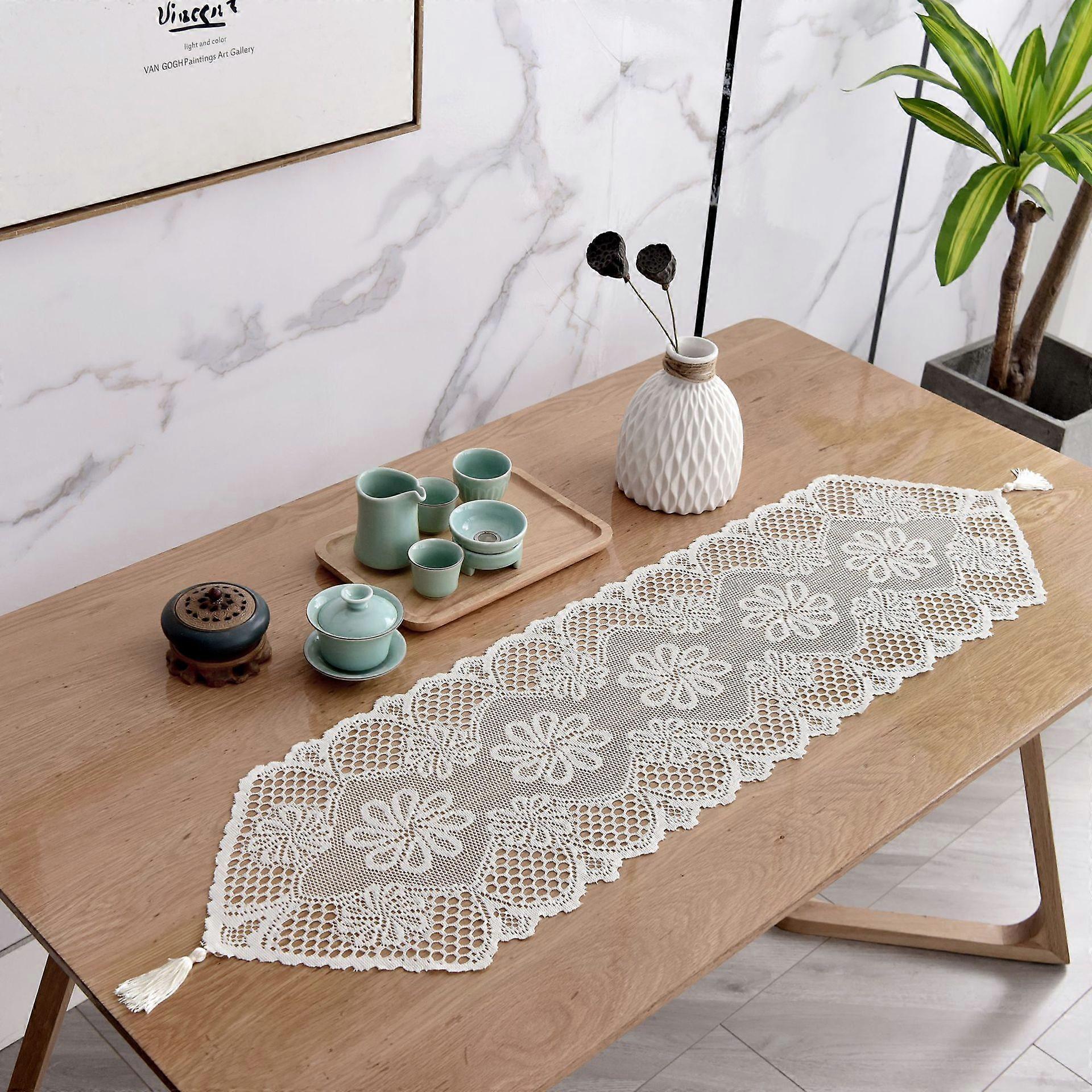 Jacquard Satin Drill Table Runner Lace Table Flag